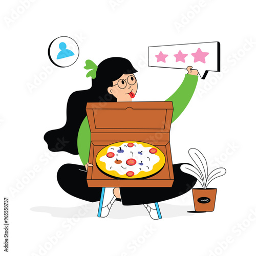 A customer rating pizza delivery, leaving feedback, delivery service