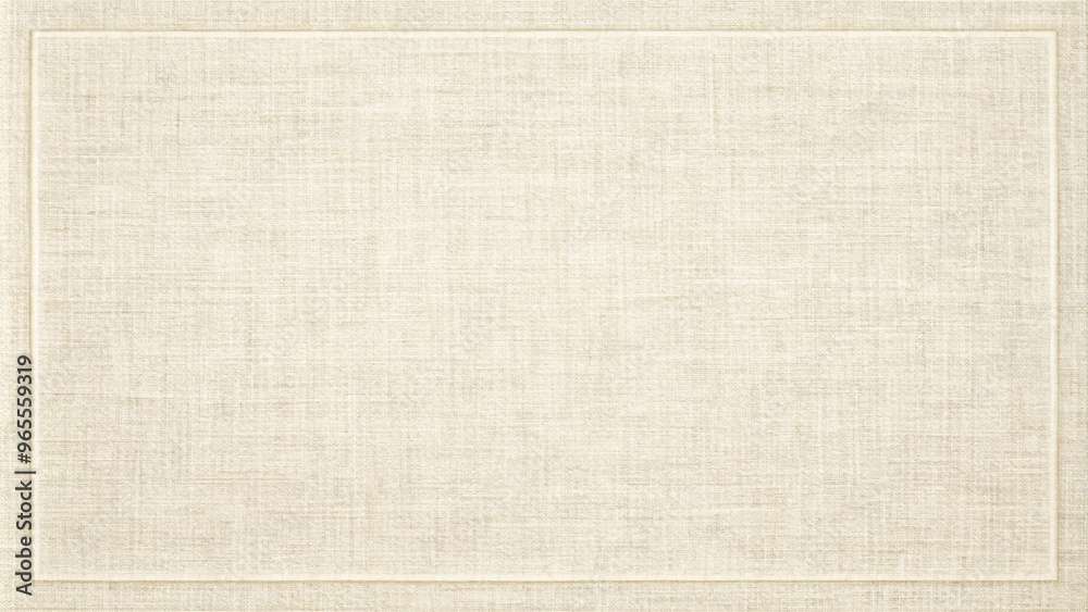 Fototapeta premium Subtle linen texture background in pale cream with large blank space for copy