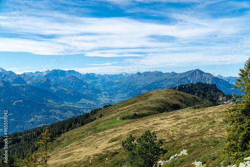 Panoramic View from a swiss mountain ridge