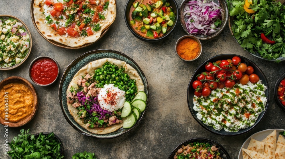 Middle Eastern Feast: A Table Spread with Delicious Dishes Middle Eastern Feast: A Table Spread with Delicious Dishes