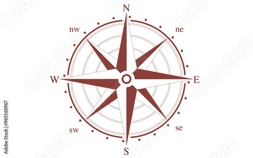 Compass wind rose with pole directions vector image, compass illustration