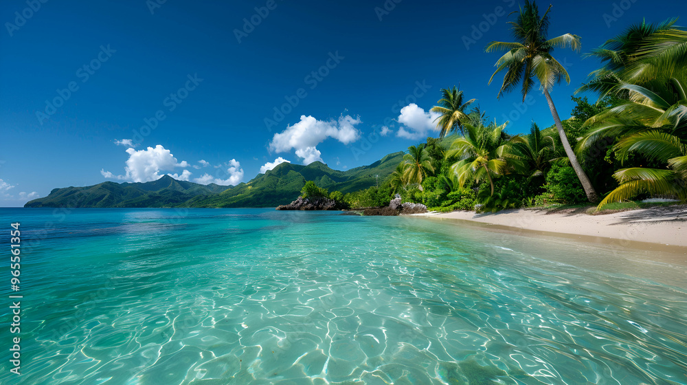 Fototapeta premium tropical island with palm trees