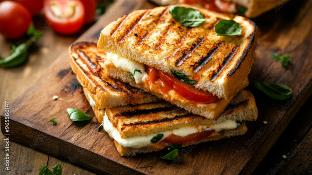 Grilled Panini with Mozzarella, Tomato, and Basil Grilled Panini with Mozzarella, Tomato, and Basil