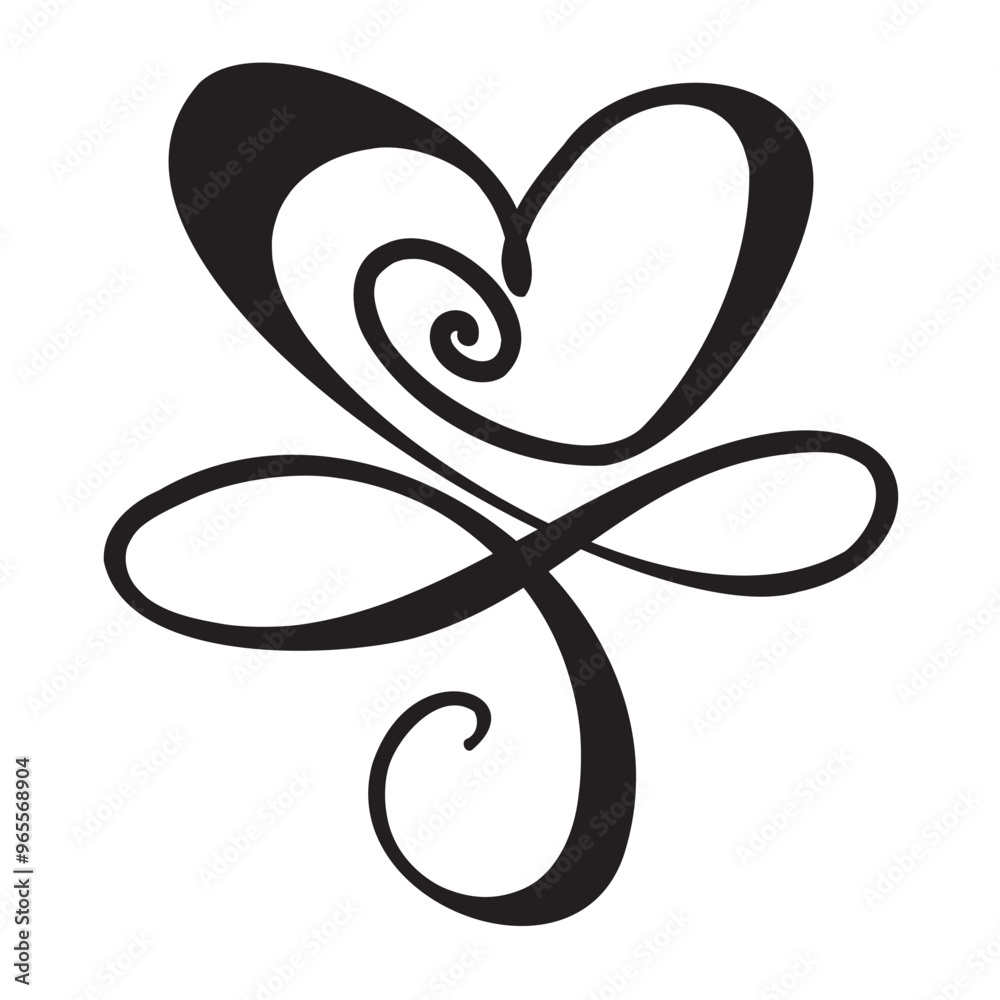 Continuous Heart Vector Illustration, One Line Art Love Symbol Continuous Heart Vector Illustration, One Line Art Love Symbol