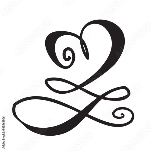 Continuous Heart Vector Illustration, One Line Art Love Symbol