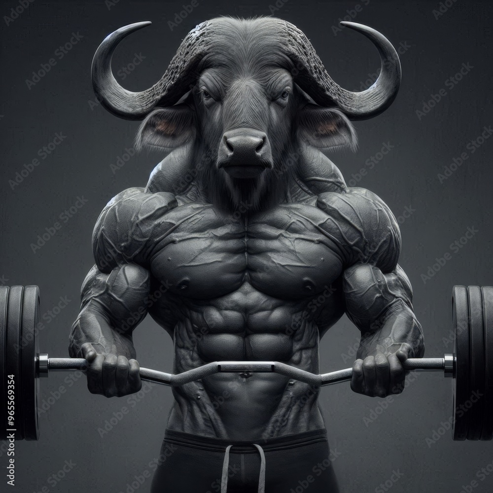 Powerful Buffalo in Fitness Center Powerful Buffalo in Fitness Center
