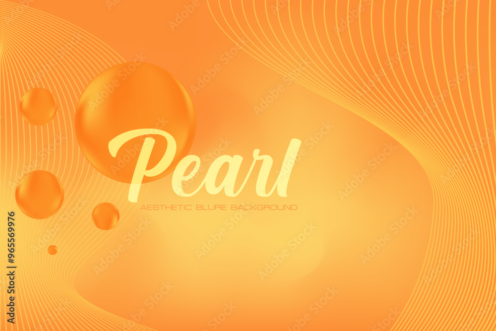 Fototapeta premium Abstract orange, yellow background with blurry gradient texture. Cute fluid glowing 3D bubbles, curvy geometric shapes technology backdrop. Great for product presentation, infographics, banner.