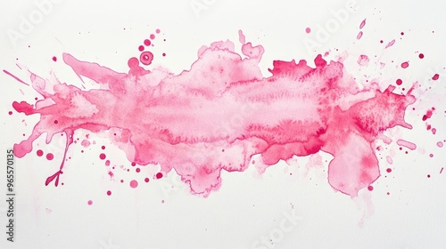 Pink abstract watercolor splashes on white paper, representing creativity, lightness, and artistic expression