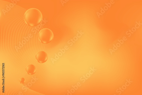 Abstract cute orange, yellow fluid glowing 3D bubbles background with blurry gradient texture, curvy geometric shapes backdrop for beauty product, business presentation slides, infographics, banner,