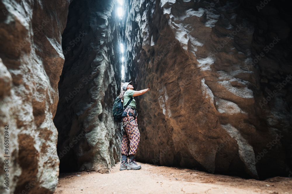 Woman exploring Tsingy de Bemaraha, Madagascar