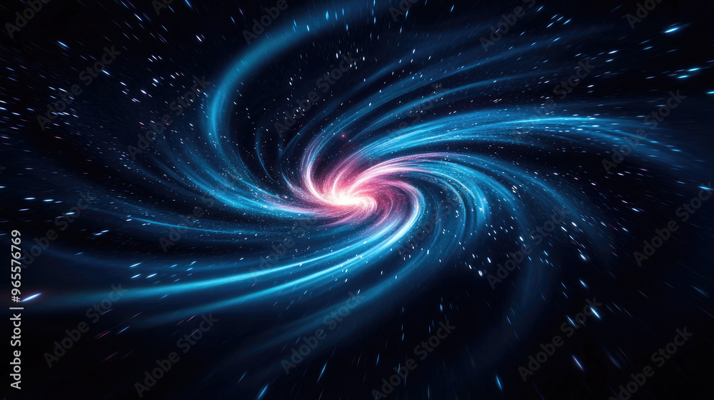 Fototapeta premium A mesmerizing cosmic swirl of blue and pink light, depicting a vibrant galaxy and the beauty of space in stunning detail.