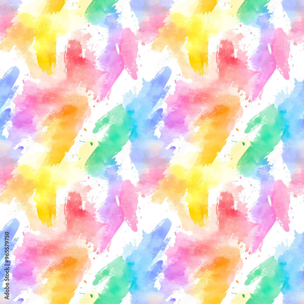 Fototapeta premium Vertical watercolor lines background. Bright multicolored seamless pattern.