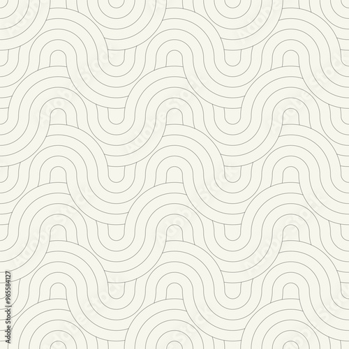 Vector seamless pattern. Geometric thin linear striped ornament. Stylish monochrome background. Line repeating texture with winding ribbons