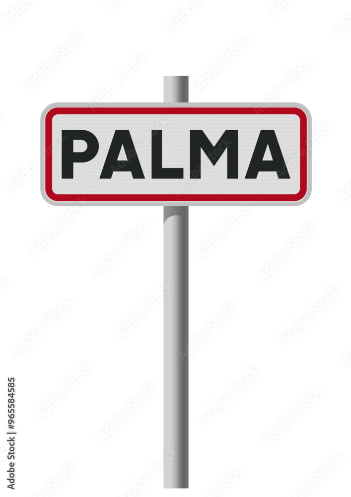 Vector illustration of the City of Palma (Spain) entrance road sign on metallic pole Vector illustration of the City of Palma (Spain) entrance road sign on metallic pole