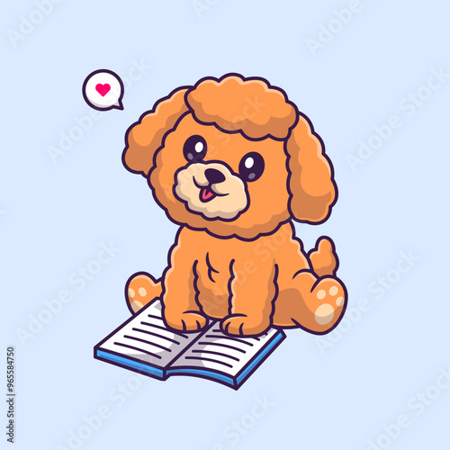 Cute Poodle Dog Reading Book Cartoon Vector Icon
Illustration. Animal Education Icon Concept Isolated Premium
Vector. Flat Cartoon Style