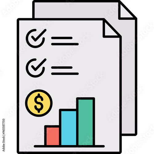 Finance evaluation vector icon in colored outline 