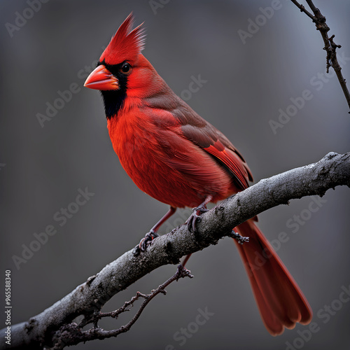 Northern Cardinal Cardinalis cardinalis perched on a branch photo