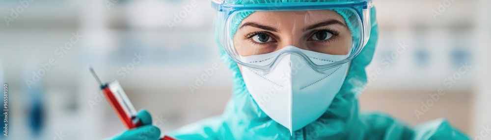 Lab technician in protective gear handling advanced gene-editing tools in a biotechnology lab Lab technician in protective gear handling advanced gene-editing tools in a biotechnology lab