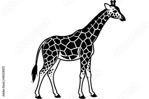 giraffe animal black silhouette icon vector