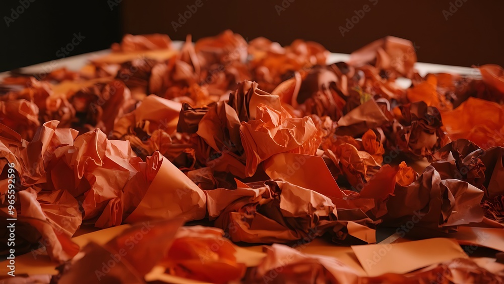 Close-up shot of orange crumpled paper for background Close-up shot of orange crumpled paper for background