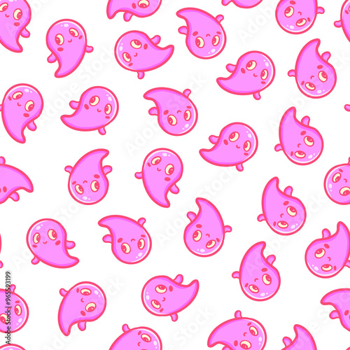 Seamless pattern, halloween ghost for textile, paper, halloween pattern, pink ghosts pattern