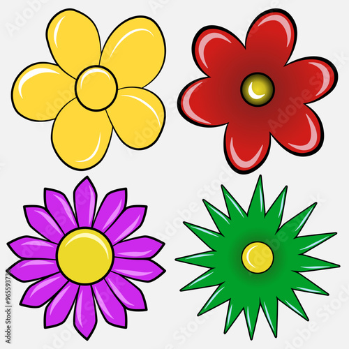 Colorful Cartoon Flowers