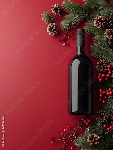 Personalized Wine Bottle with Custom Holiday Label,Festive 3D