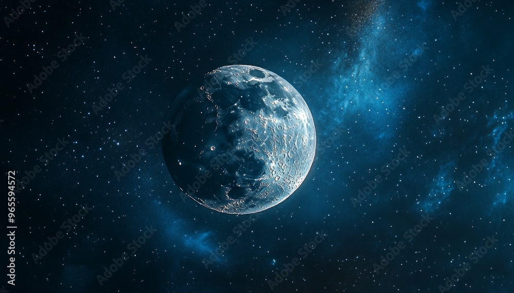 Digital Painting of a Full Moon in a Clear Night Sky with Stars Digital Painting of a Full Moon in a Clear Night Sky with Stars