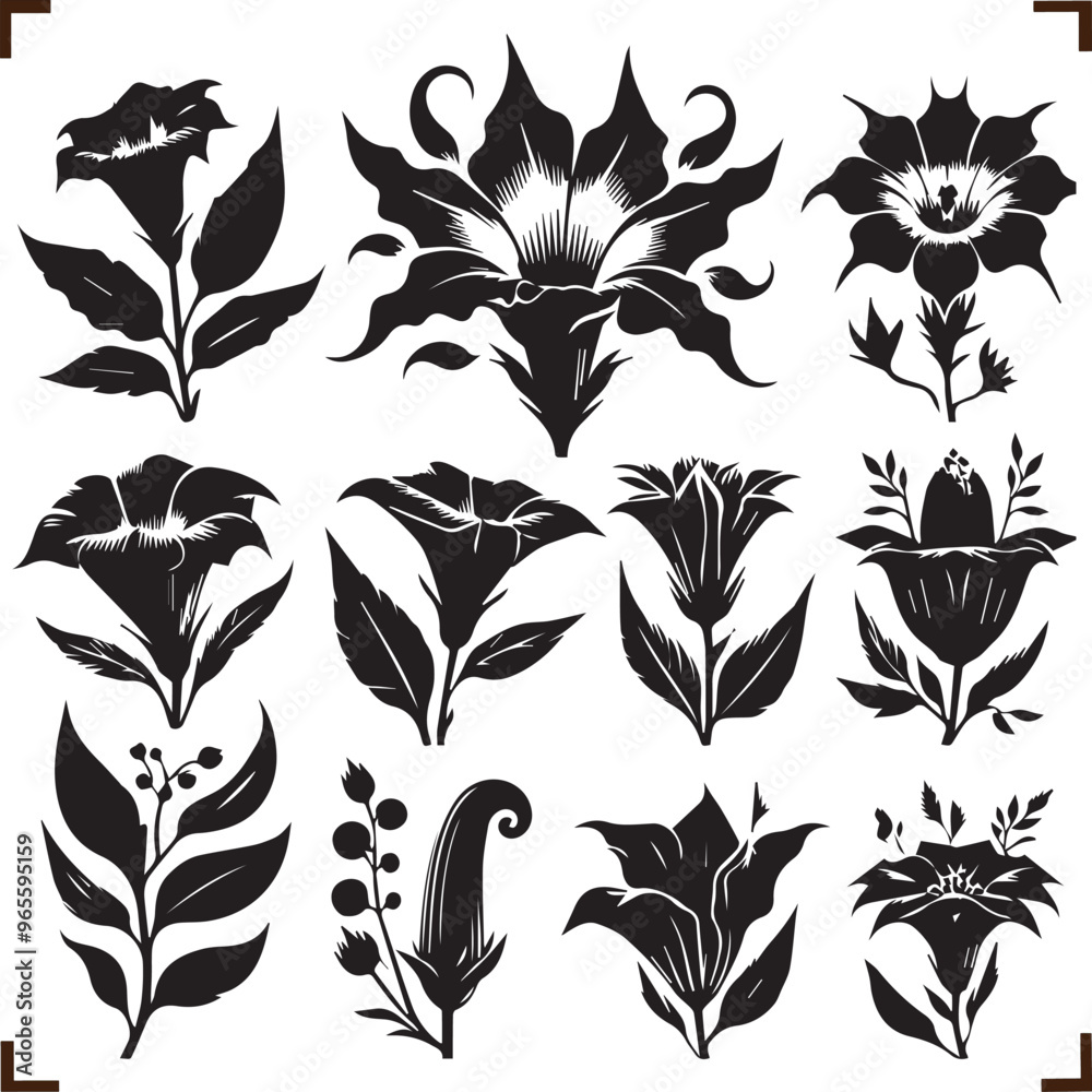 Floral Tulip Versatile Black Silhouette Vector Series Floral Tulip Versatile Black Silhouette Vector Series