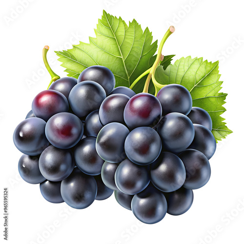 Clusters of black grapes isolated on a transparent background PNG