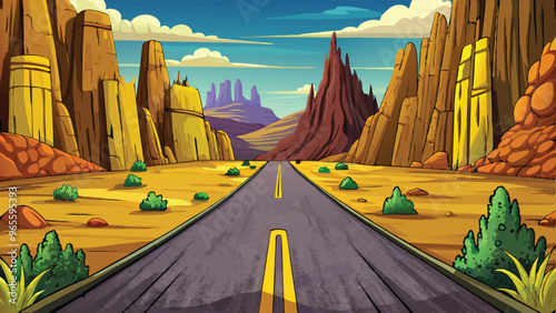 Desert Road vector art illustration