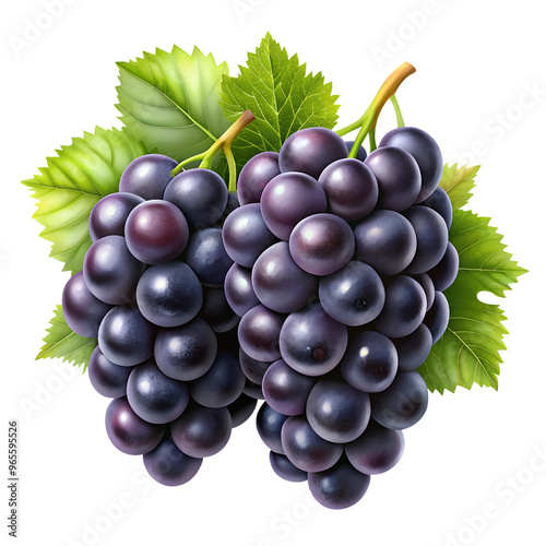 Clusters of black grapes isolated on a transparent background PNG
