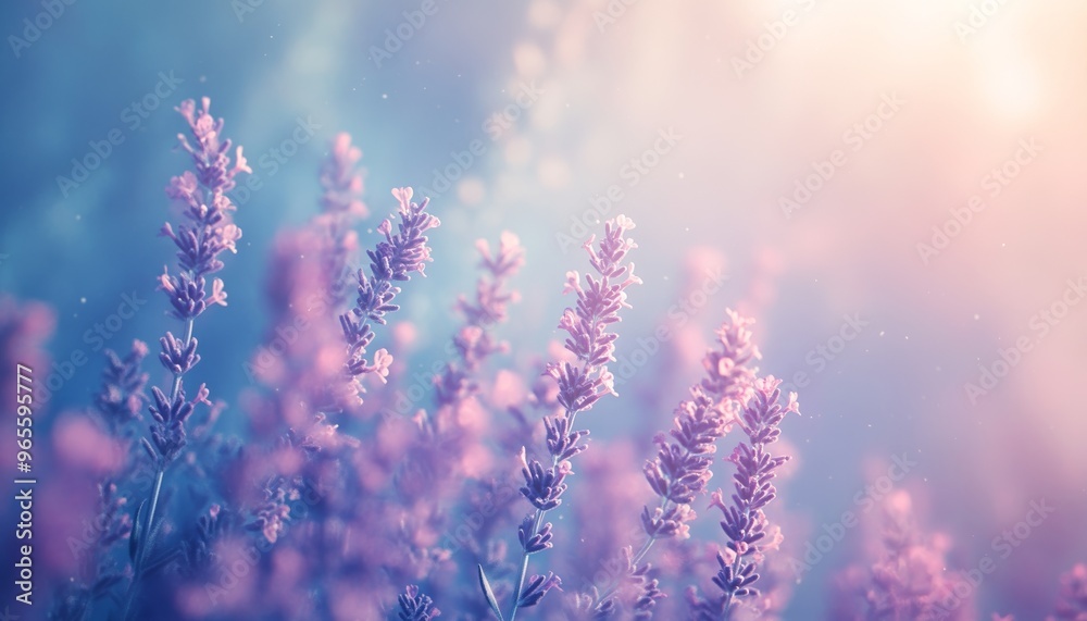 Celestial Garden with Dreamy Lavender Blooms Soft Pink Light Celestial Garden with Dreamy Lavender Blooms Soft Pink Light