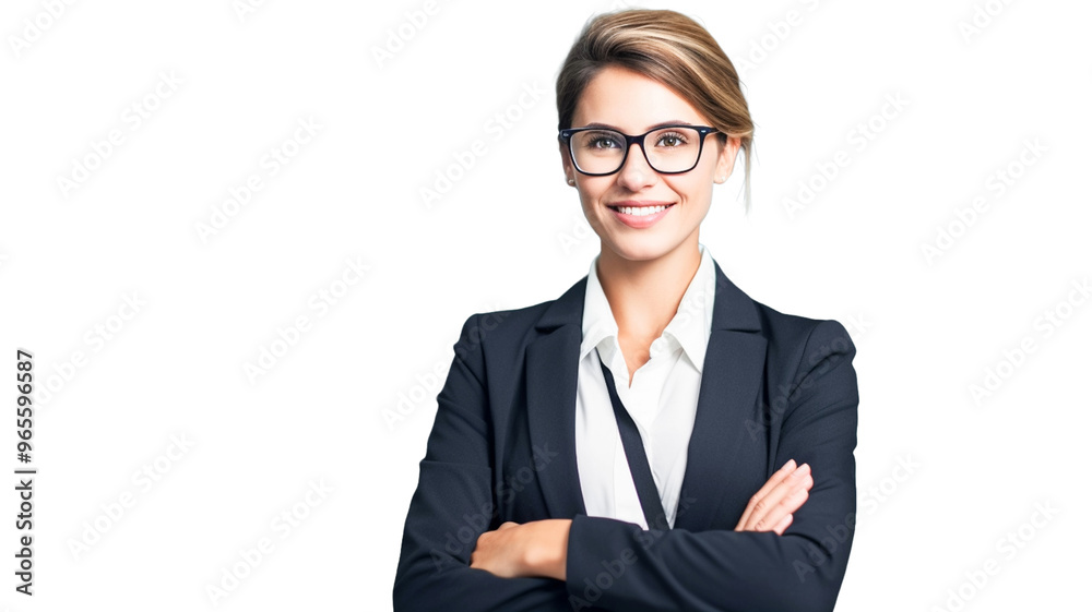 Young business woman in suit standing on transparent background PNG.
Young business woman in suit standing on transparent background PNG.