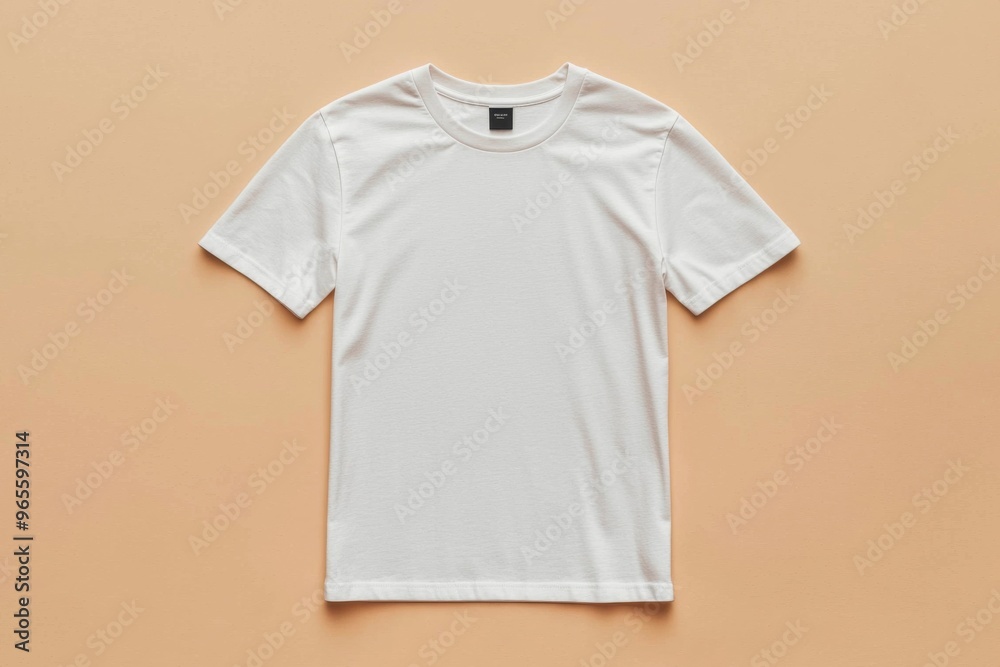 Simple Tshirt Flatlay mockup in beige background created with generative AI Simple Tshirt Flatlay mockup in beige background created with generative AI