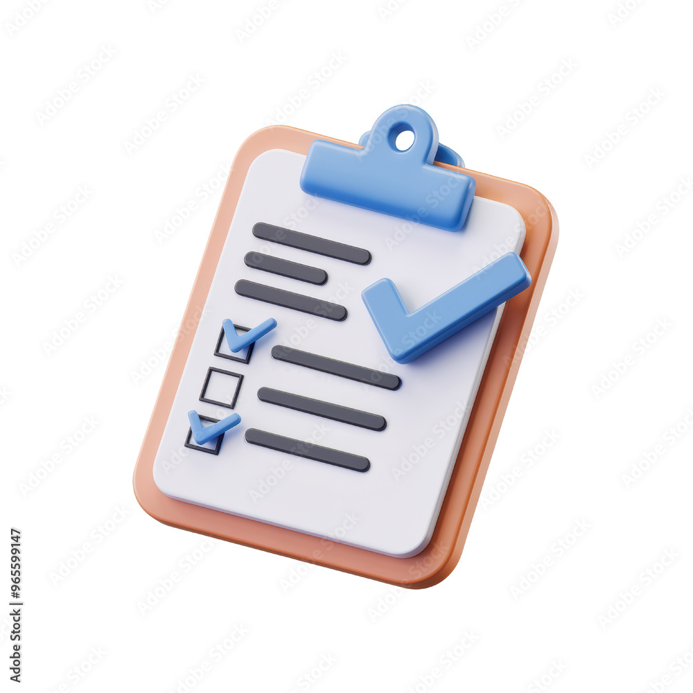A stylized checklist on a clipboard featuring checkmarks, representing task completion and organization A stylized checklist on a clipboard featuring checkmarks, representing task completion and organization