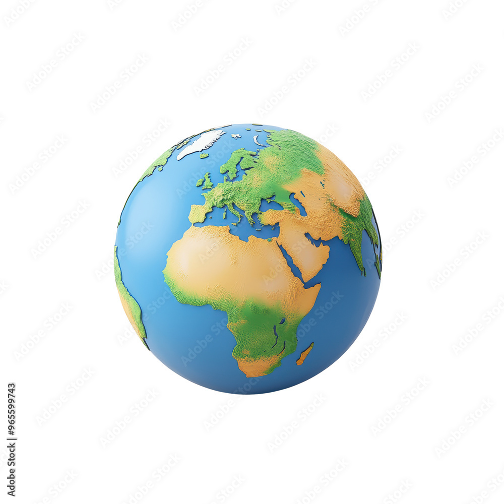 A 3D rendering of the Earth showcasing continents and oceans in vibrant colors against a transparent background. A 3D rendering of the Earth showcasing continents and oceans in vibrant colors against a transparent background.