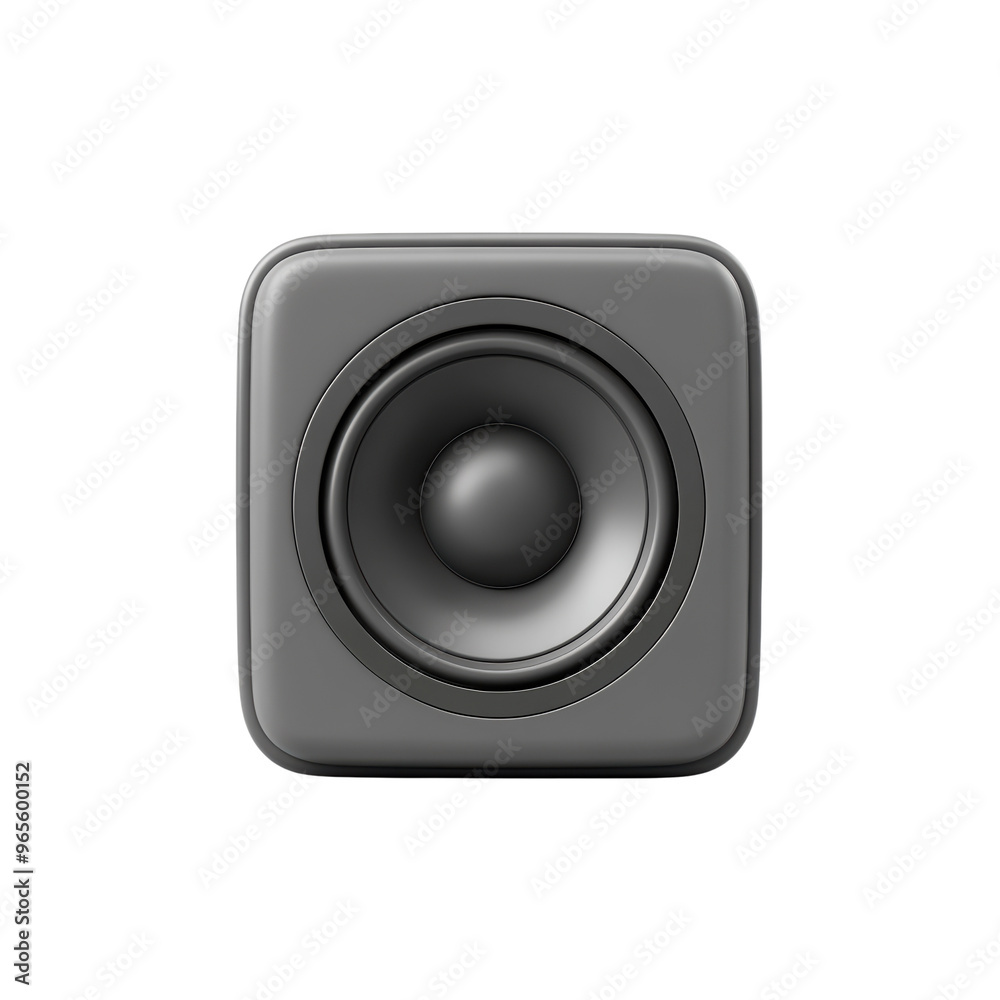 A sleek, modern speaker featuring a round speaker cone, designed for optimal sound quality and aesthetic appeal in a compact square shape A sleek, modern speaker featuring a round speaker cone, designed for optimal sound quality and aesthetic appeal in a compact square shape