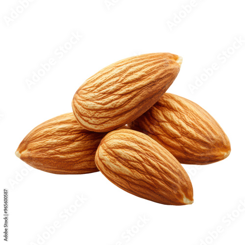 Close-up of Three Whole Almonds Isolated on Background - High-Resolution Image for Food and Nutrition Concepts photo