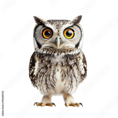 Close-Up of a Cute Owl with Big Eyes Against a Background