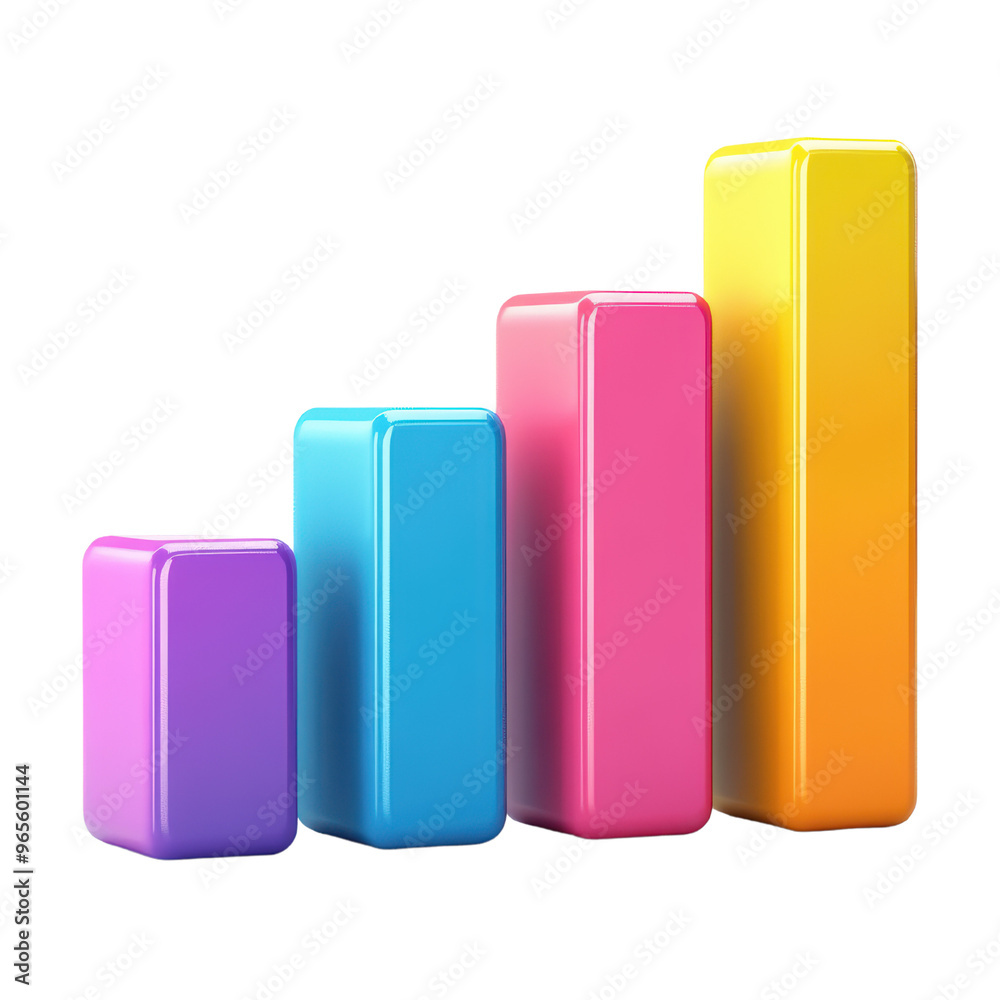 A colorful bar chart showing four rising bars in gradient colors, representing growth or data analysis in a visually appealing manner A colorful bar chart showing four rising bars in gradient colors, representing growth or data analysis in a visually appealing manner