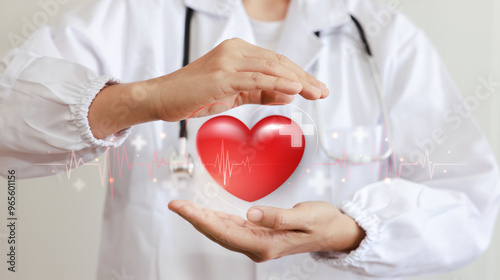 Health care medical focus heartbeat for checking the function of the patient heart. health insurance, love, world heart day, check up, heart attack and cardiology. hospital, service and business.