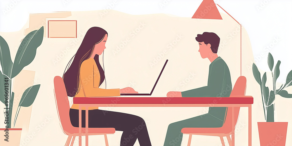 colleagues working in the office. Vector illustration. job interview colleagues working in the office. Vector illustration. job interview