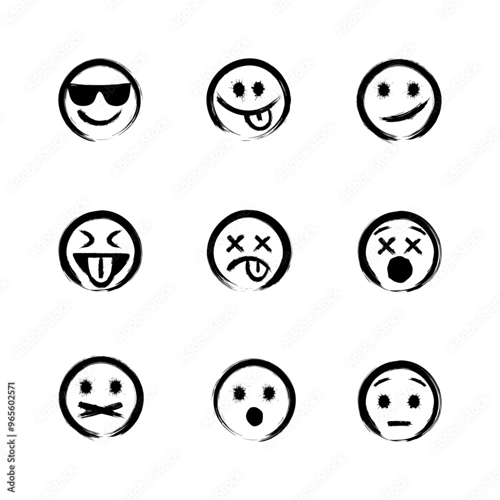 vector set of emoji icons - paintbrush style (artwork 2) vector set of emoji icons - paintbrush style (artwork 2)