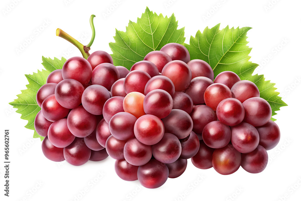 Fototapeta premium Clusters of red grapes isolated on a transparent background PNG