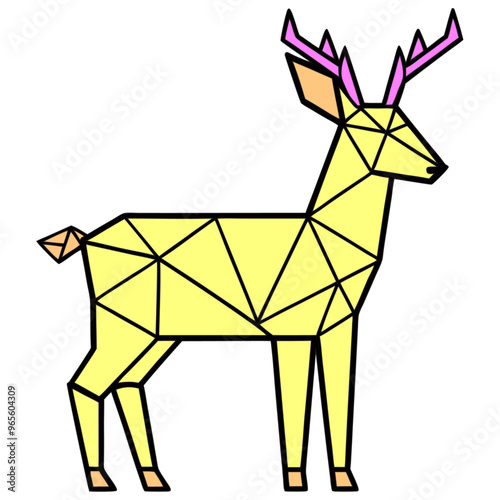 Deer in geometric shapes on white background