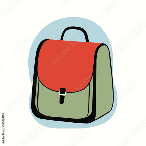 a Backpack red and black school satchel bag  vector silhouette illustration, isolated white background 
