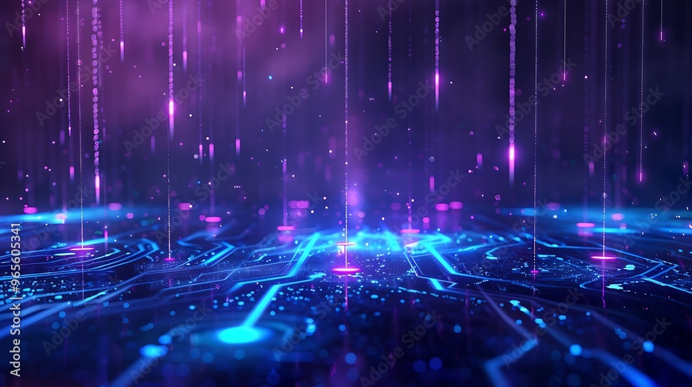 A futuristic digital landscape featuring glowing circuitry and vibrant colors, creating an immersive technology atmosphere. Stage for product presentation. A futuristic digital landscape featuring glowing circuitry and vibrant colors, creating an immersive technology atmosphere. Stage for product presentation.