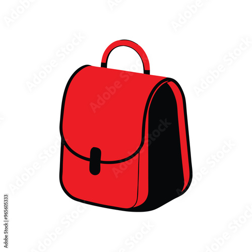 a Backpack red and black school satchel bag  vector silhouette illustration, isolated white background 