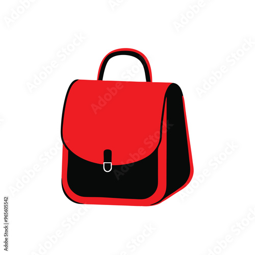 a Backpack red and black school satchel bag  vector silhouette illustration, isolated white background 